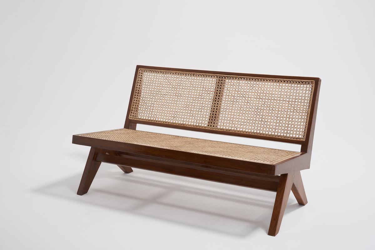 CANED BENCH SEAT